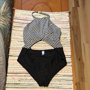 No Boundaries Striped Halter One-Piece Swimsuit